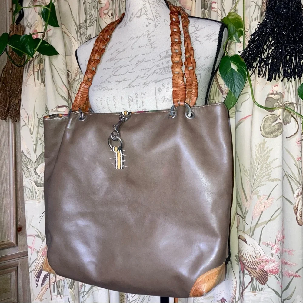 Designer Furst Leather Braided Handle Clasp Closure Tote Bag Purse OOAK - Picture 3 of 16
